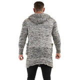Men's Long Hooded Sweater Cardigan Thickened Warm Sweater 33196781L