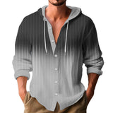 Men's Printed Slub Hooded Adjustable Long Sleeve Shirt 49308219L