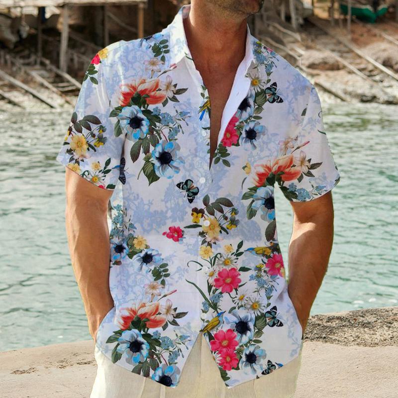 Men's Flower Printed Short Sleeve Shirt 44457803L