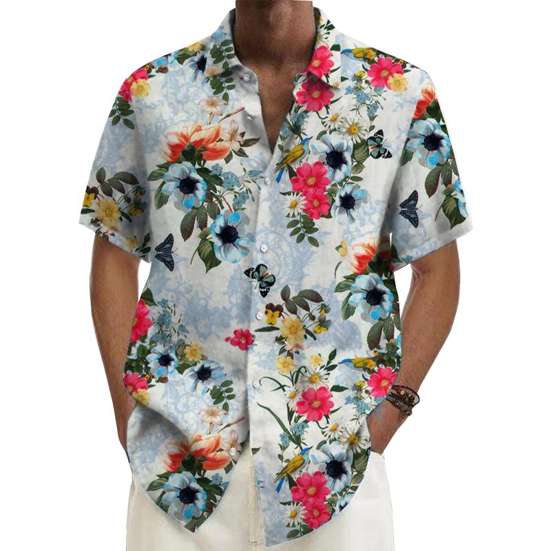 Men's Flower Printed Short Sleeve Shirt 44457803L