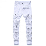 Men's Casual Ripped Stretch Trousers Slim Fit Jeans 67869016L