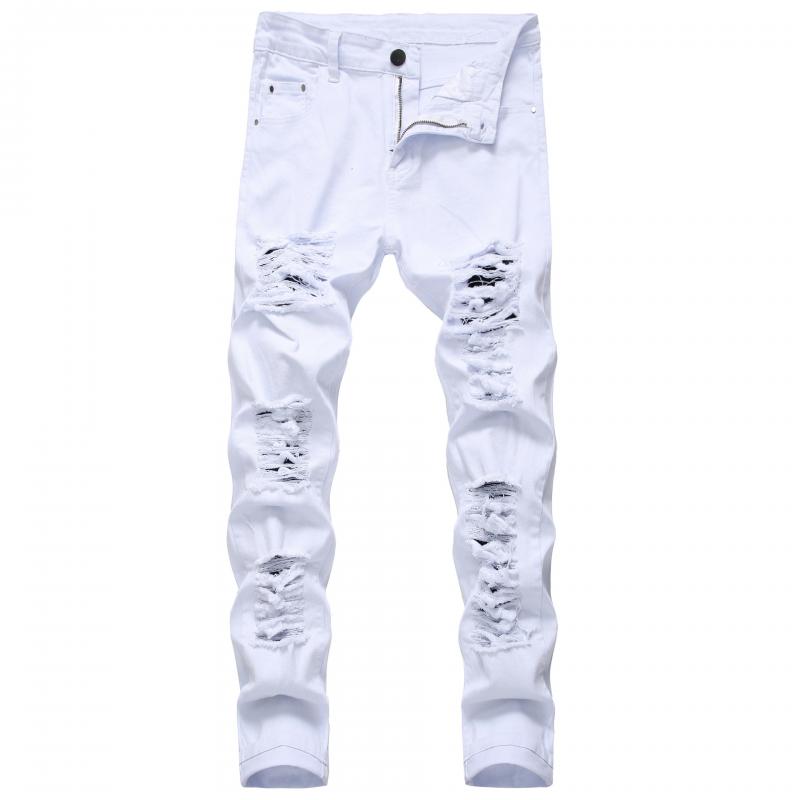 Men's Casual Ripped Stretch Trousers Slim Fit Jeans 67869016L
