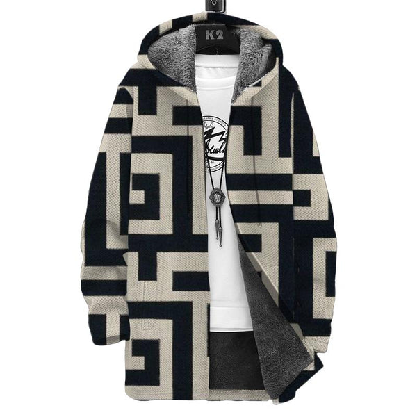 Men's Printed Hooded Two-Pocket Plush Thickened Long-Sleeved Cardigan Jacket 50992910L