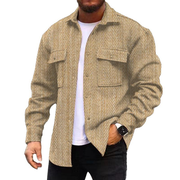Men's Corduroy Print Long Sleeve Shirt Jacket 59860762L