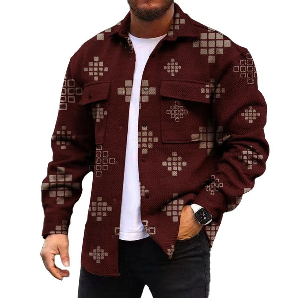 Men's Corduroy Print Long Sleeve Jacket 85918341L