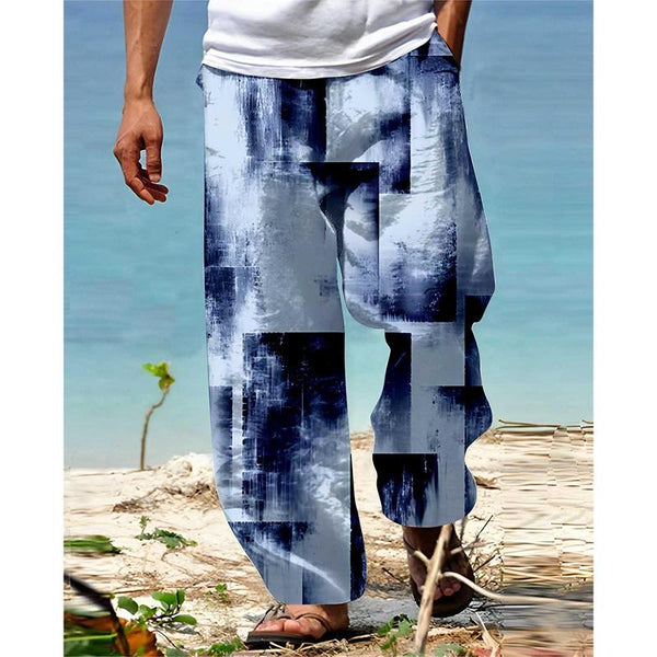 Men's Color Block Printed Casual Trousers 38670880L
