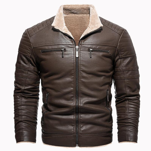 Men's Padded Warm Faux Leather Vintage Jacket 61340022L