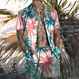Men's Hawaiian Print Short Sleeve Shirt Set 84194539L