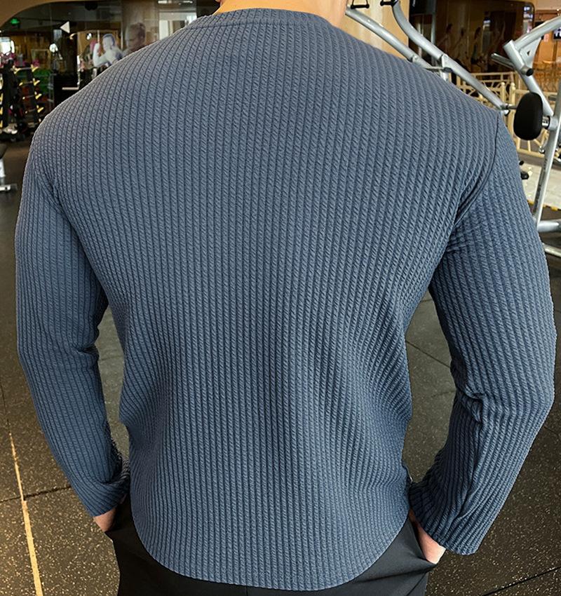 Men's Fitness Long Sleeve Knitted Pullover T-Shirt 20913261L