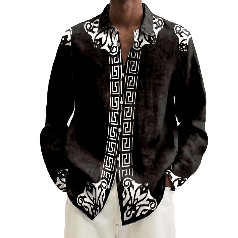 Men's Greek Printed Long Sleeve Shirt 08625973L
