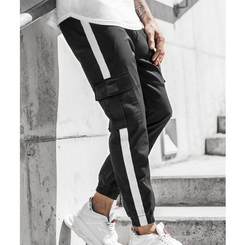 Men's Patchwork Casual Trousers Tether Cargo Casual Pants 18892775L