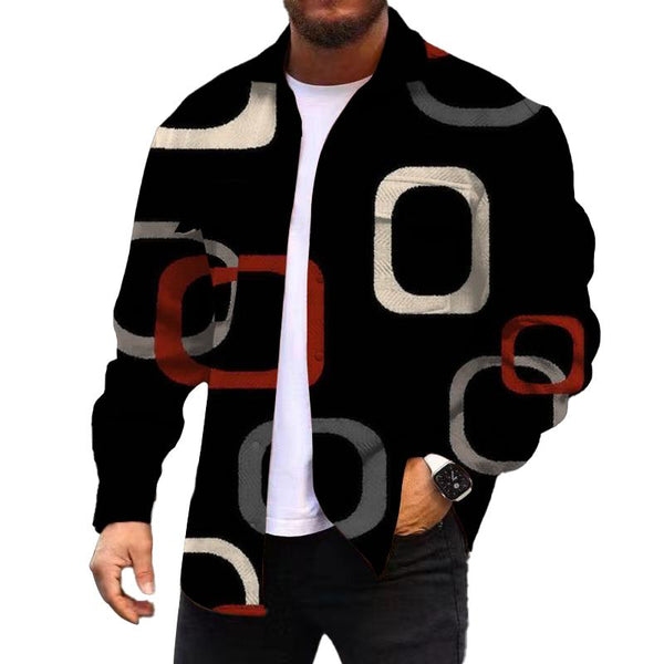 Men's Corduroy Print Long Sleeve Shirt Jacket 44678973L