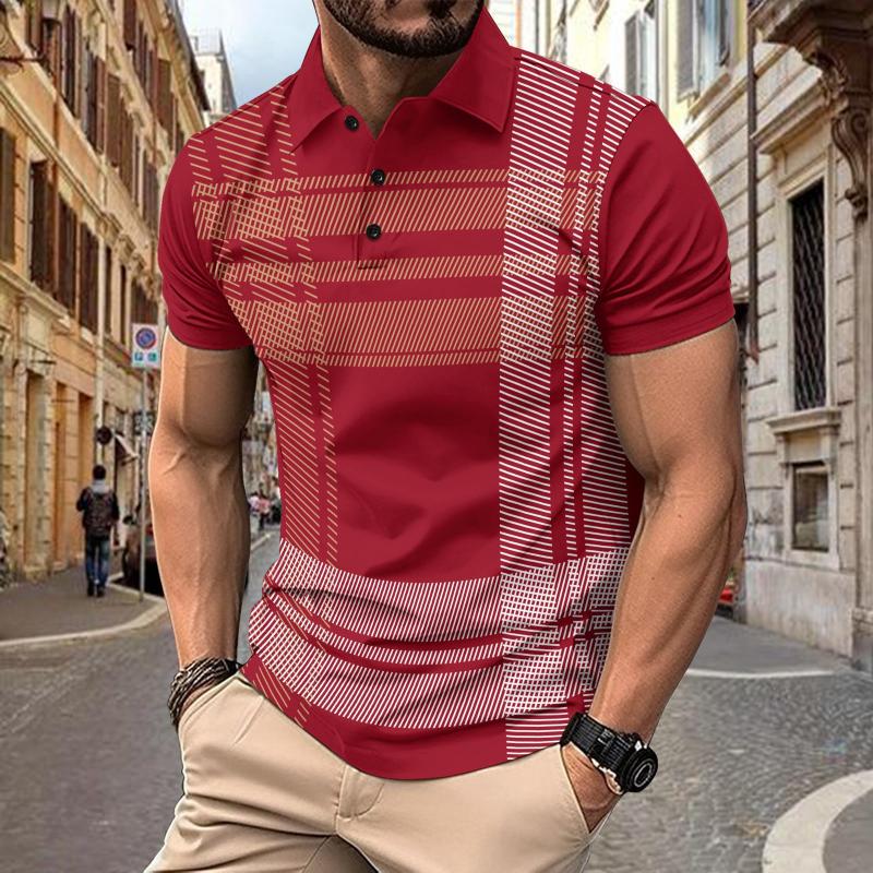 Men's Striped Print Sports Polo Shirt 98444483L