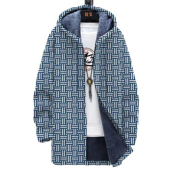 Men's Printed Hooded Two-pocket Plush Thickened Long-sleeved Cardigan Jacket 49352503L