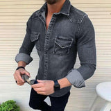 Men's Retro Simple Long Sleeve Denim Shirt 88026284L