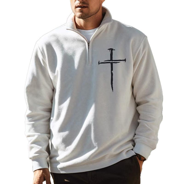 Men's Stand Collar Zipper Print Long Sleeve Sweatshirt 41277144L
