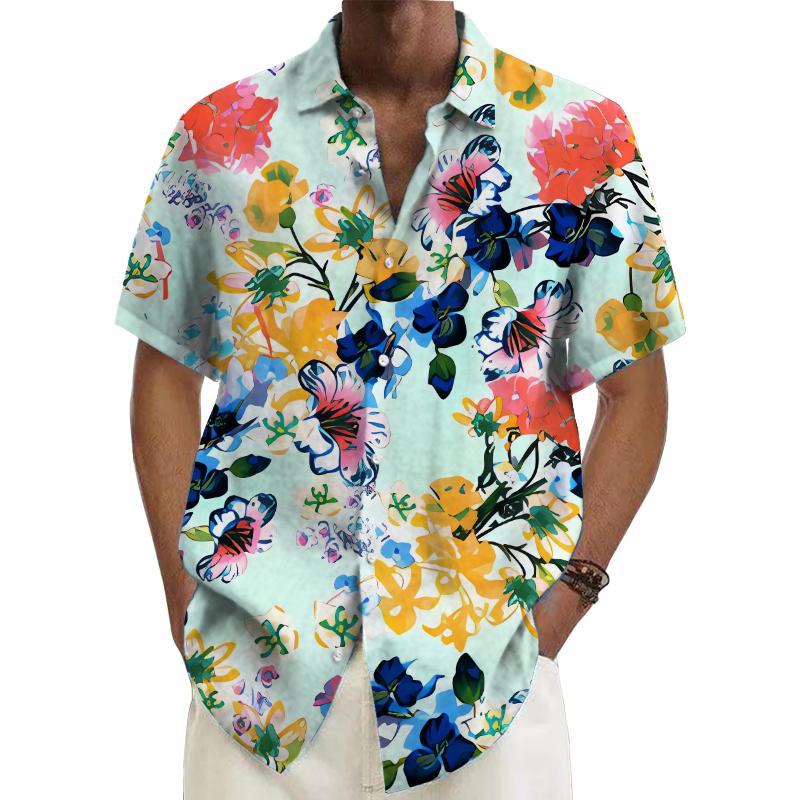 Men's Flower Printed Short Sleeve Shirt 13327231L