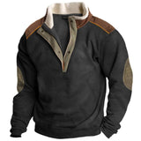 Men's Retro Warm Color Matching Zipper Stand Collar Sweatshirt Outdoor Casual Sweatshirt 86709525L