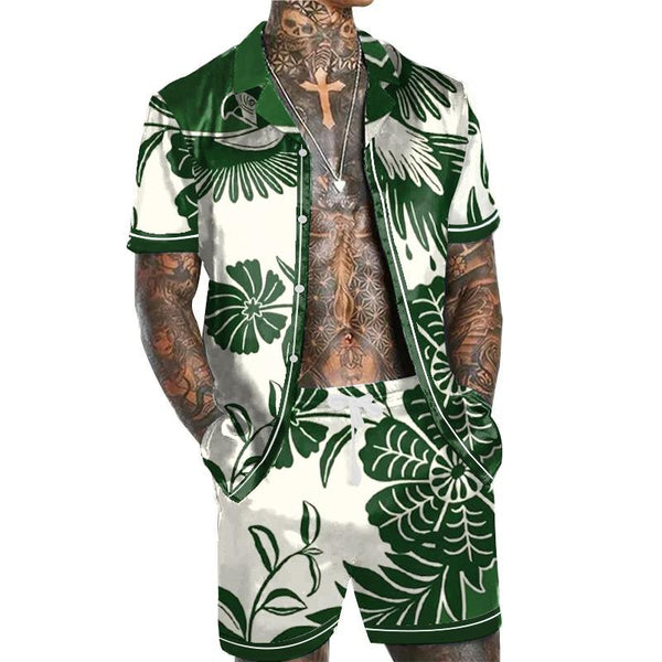 Men's Hawaiian Casual Set Short Sleeve Shirt Set 12567358L