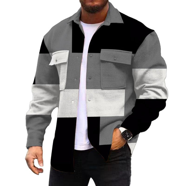 Men's Corduroy Print Long Sleeve Shirt Jacket 05628523L