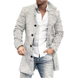 Men's Mid-Length Plaid Print Casual Coat 30479050L