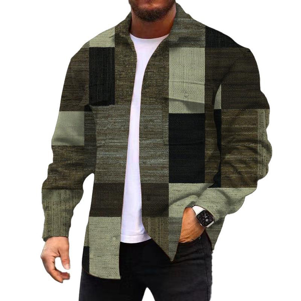 Men's Corduroy Print Long Sleeve Shirt Jacket 63296270L
