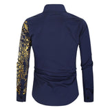 Men's Lapel Hot Stamped Printed Long Sleeve Shirt 48843049YM