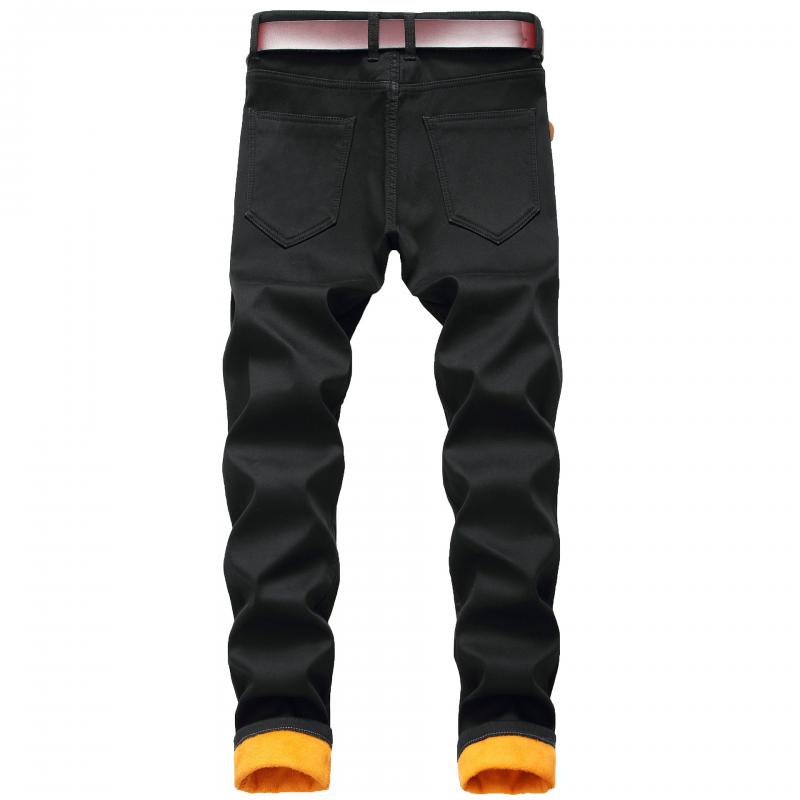 Men's Fleece Warm Jeans Straight Slim Fit Thickened Denim Trousers 33976921L