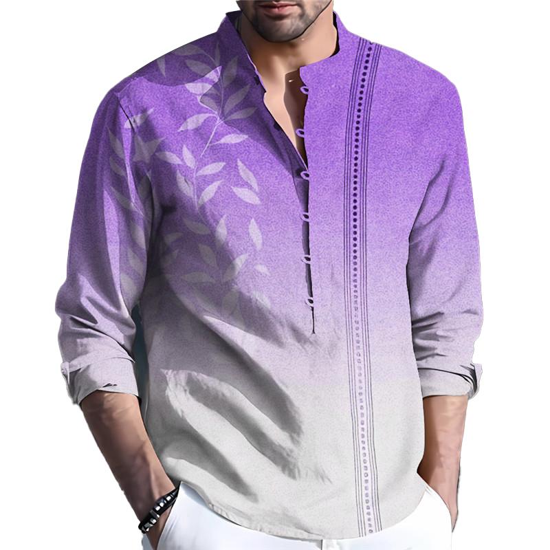 Men's Casual Printed Stand Collar Shirt 35086674L
