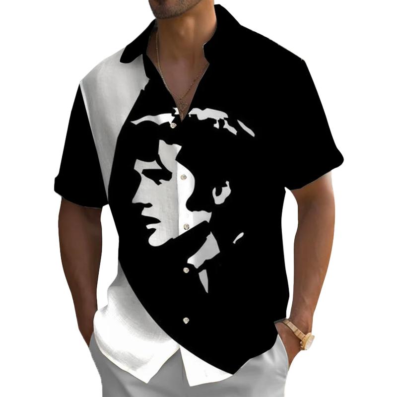 Music Printed Men's Pocket Short Sleeve Shirt 02840282L