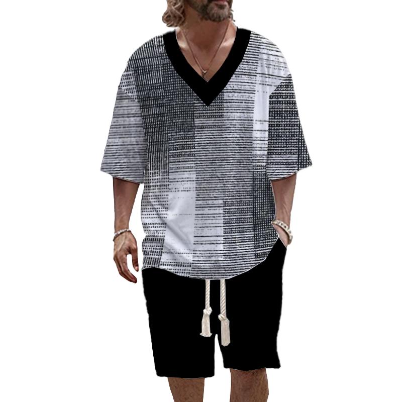 Men's Art Casual Printed Short Sleeve Set 09701341L