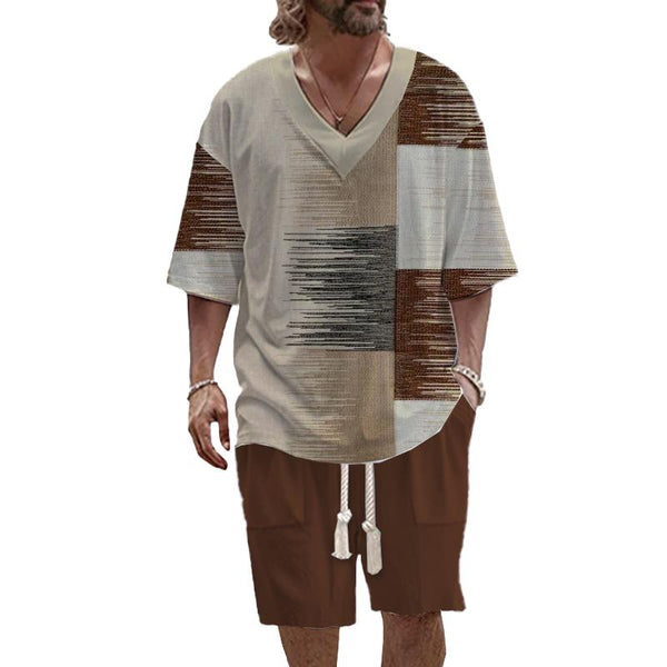 Men's Art Casual Printed Short Sleeve Set 83487397L