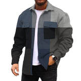 Men's Corduroy Print Long Sleeve Shirt Jacket 86441383L