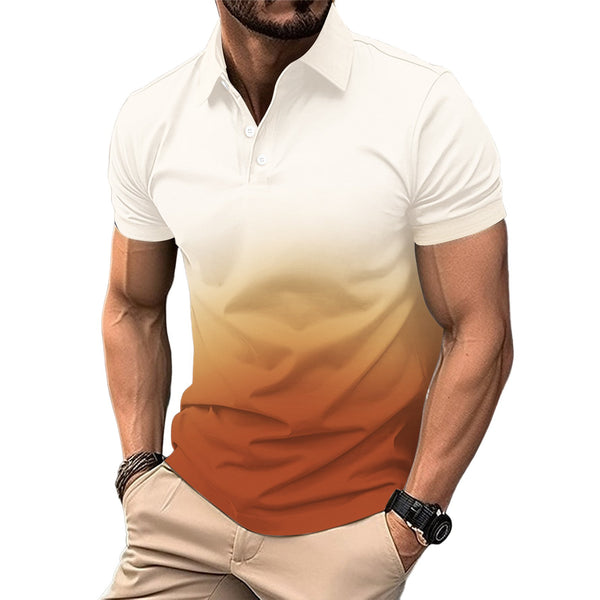 Men's Casual and Business Color Gradient Button Polo Shirt 79055857YY