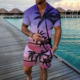 Men's Hawaiian Coconut Tree Polo Shirt Set 83738136L
