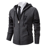 Men's Knitted Cardigan Plus Fleece Thick Hooded Sweater 28485515L