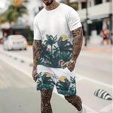 Men's Hawaii Printed Short Sleeve and Shorts Sets 77541420YY