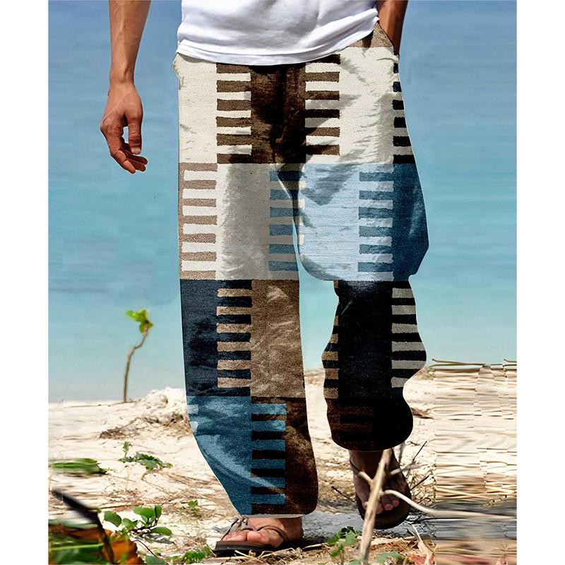 Color Block Printed Casual Trousers 04626583L