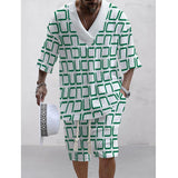 Men's Printed Short Sleeve Shorts Textured Set 31626866L