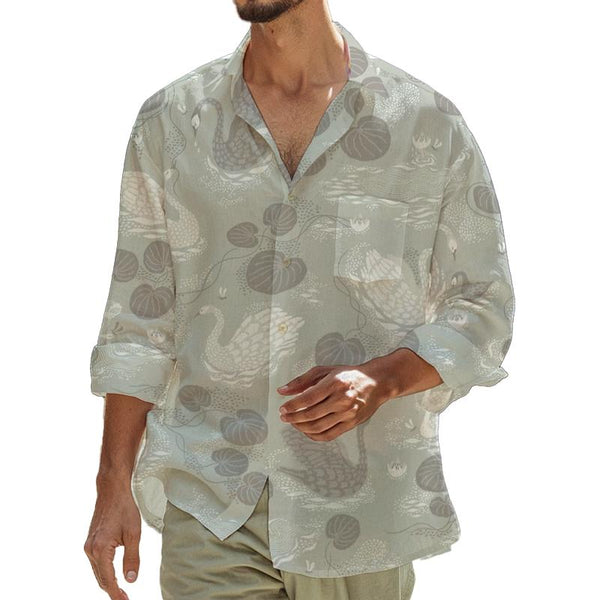 Men's Swan Printed Long Sleeve Shirt 56536075L
