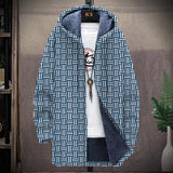 Men's Printed Hooded Two-pocket Plush Thickened Long-sleeved Cardigan Jacket 49352503L