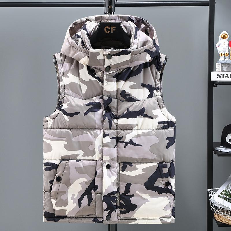 Men's Hooded Camouflage Cotton Vest 12885125L