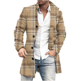 Men's Mid-Length Plaid Print Casual Coat 23918840L
