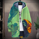 Men's Printed Hooded Two-Pocket Plush Thickened Long-Sleeved Cardigan Jacket 26245743L