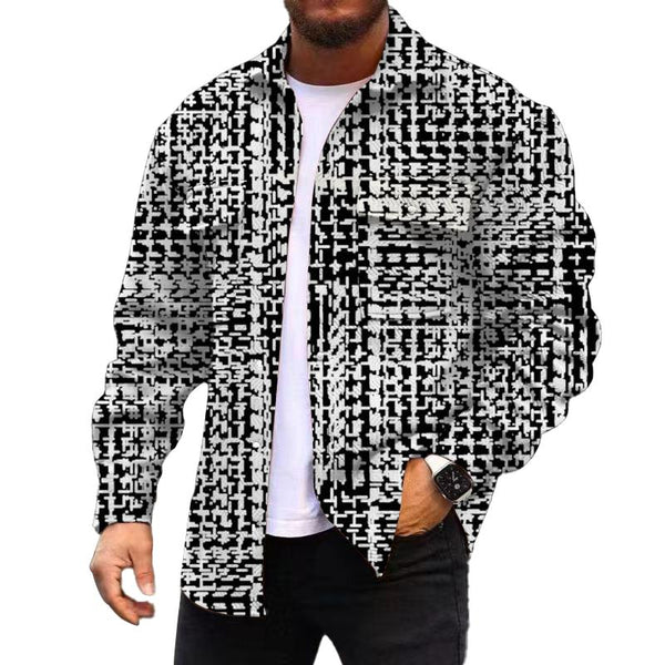Men's Corduroy Print Long Sleeve Shirt Jacket 39677836L
