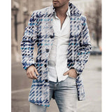Men's Mid-length Plaid Print Coat Casual Windbreaker 57271931L