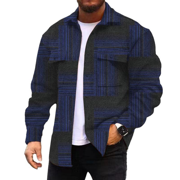 Men's Corduroy Print Long Sleeve Shirt Jacket 65433590L