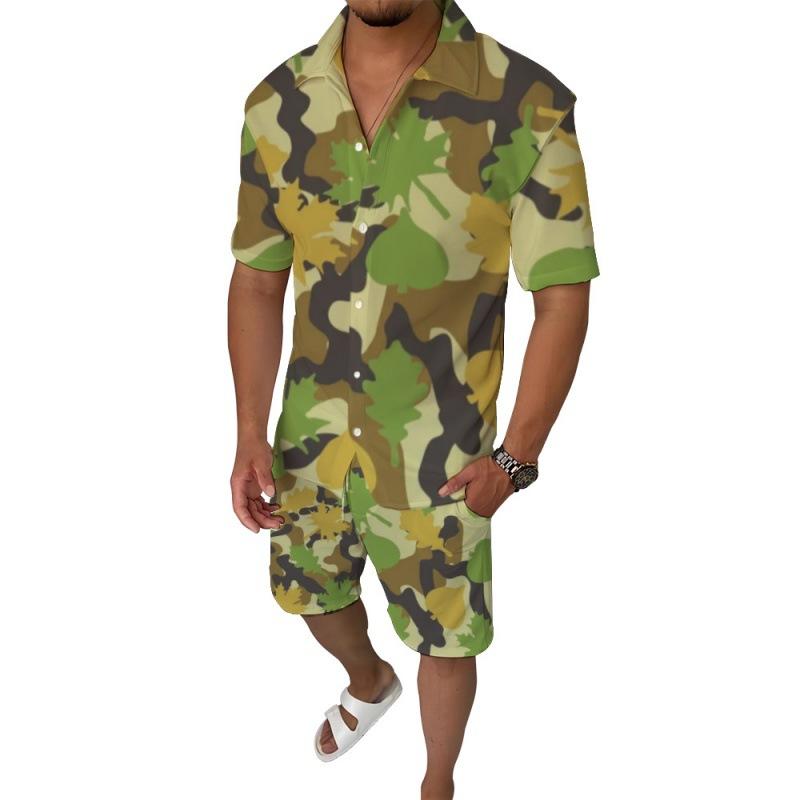 Men's Camouflage Short Sleeve Shirt Set 74505995L