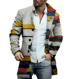 Men's Mid-length Plaid Print Coat Casual Windbreaker 89673941L