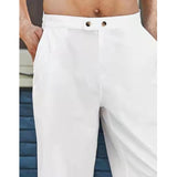 Men's Linen Casual Pants Mid Waist Straight Solid Color Pants 77594026L